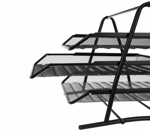 Verk 01652 Drôtený stolný odkladač kancelársky 3-šuplík čierny