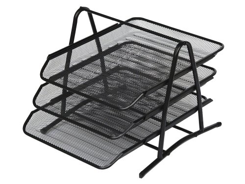 Verk 01652 Drôtený stolný odkladač kancelársky 3-šuplík čierny