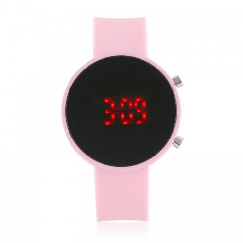 JG Z1775 Dámské silikonové LED hodinky růžové