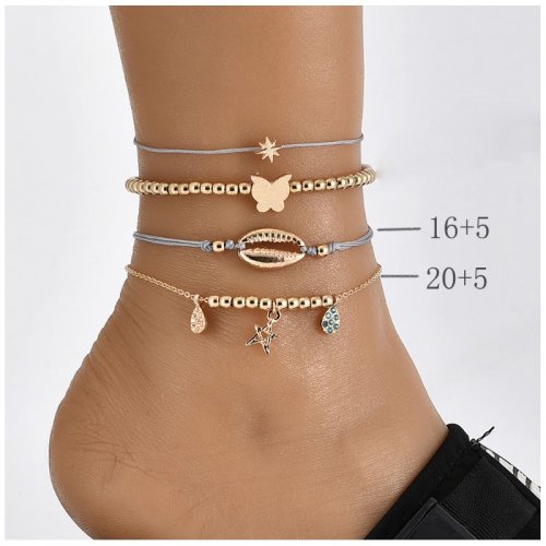 eCa B519 Sada náramků na nohy Boho 4 ks