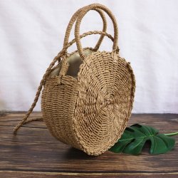 eCa T165 Kulatá proutěná kabelka hnědá