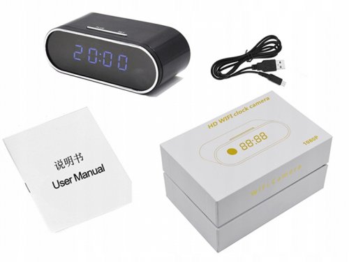 Verk 06227 Špionážní budík s FULL HD kamerou, WiFi černý