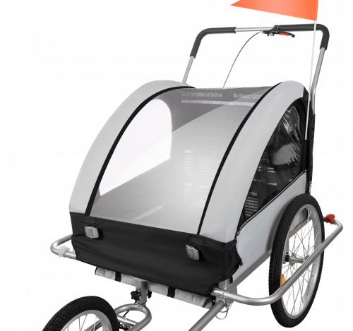 Malatec 14746 Vozík za kolo 3v1 LED černošedý