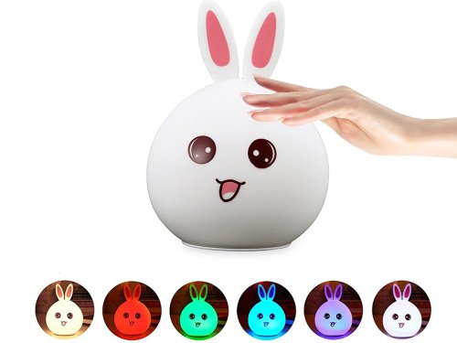 Verk 24073 Noční RGB lampička dotyková králík USB 1200mAh s dálkovým ovládaním