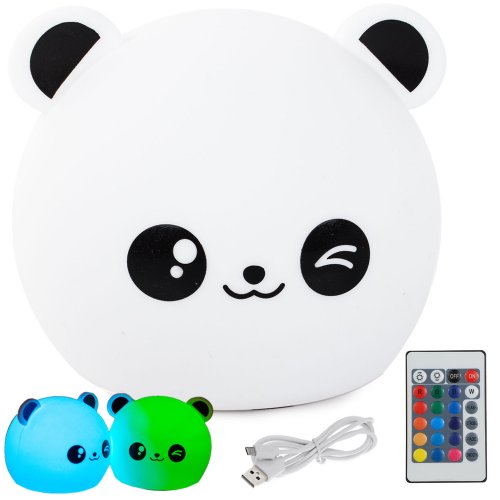 Verk 24079 Noční RGB lampička dotyková panda USB 1200mAh s dálkovým ovládáním