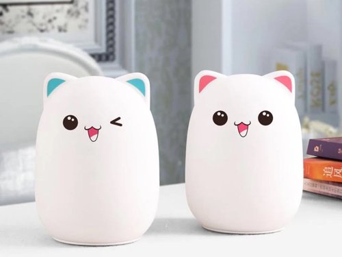 Verk 24083 Nočná RGB lampička dotyková mačiatko 3 x AAA