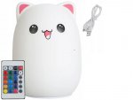 Verk 24085 Noční RGB lampička dotyková kotě USB 1200mAh s dálkovým ovládáním