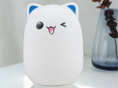 Verk 24085 Noční RGB lampička dotyková kotě USB 1200mAh s dálkovým ovládáním