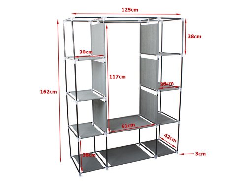 Verk 01494 Dvojitá skriňa na oblečenie 162cm x 125cm x 42cm čierna