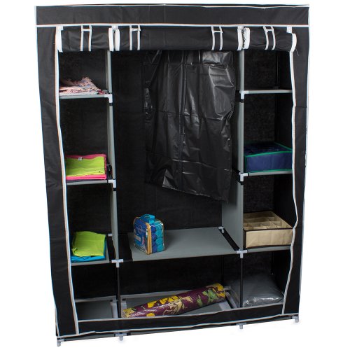 Verk 01494 Dvojitá skriňa na oblečenie 162cm x 125cm x 42cm čierna