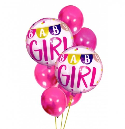 KIK Balónky pro holčičku babyshower 30-46 cm 7 ks růžové