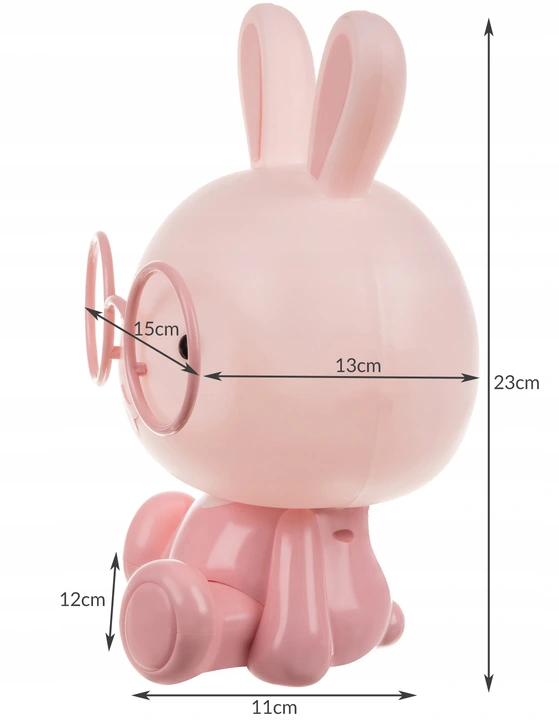 ISO 18070 Nočná lampička Zajačik 23 cm ružová