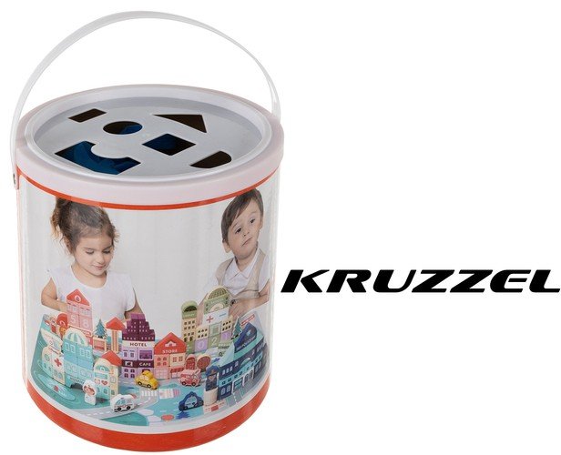 Kruzzel 19159 Drevené kocky s podložkou mesto 100 ks