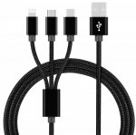 Foxter 0807 Nabíjecí kabel 3v1, USB/Micro USB, Lightning, USB-C, 1,2m 