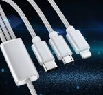 Foxter 0807 Nabíjací kábel 3v1, USB/Micro USB, Lightning, USB-C, 1,2m