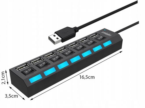 Verk 06235 Mini USB Hub 2.0, 7 portů