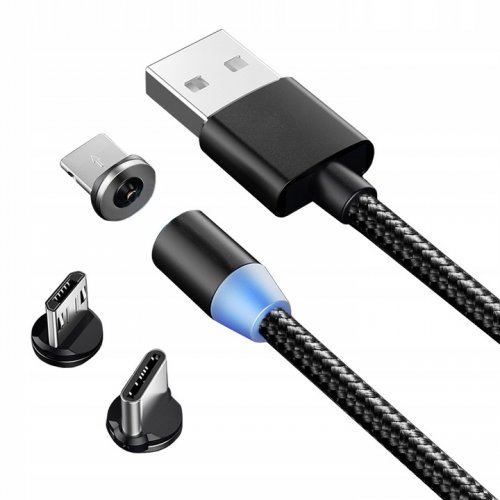 Verk 06239 Magnetický USB nabíjací kábel 3v1 LED