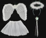 Krídla anjel páperová + svätožiara + palička + sukňa