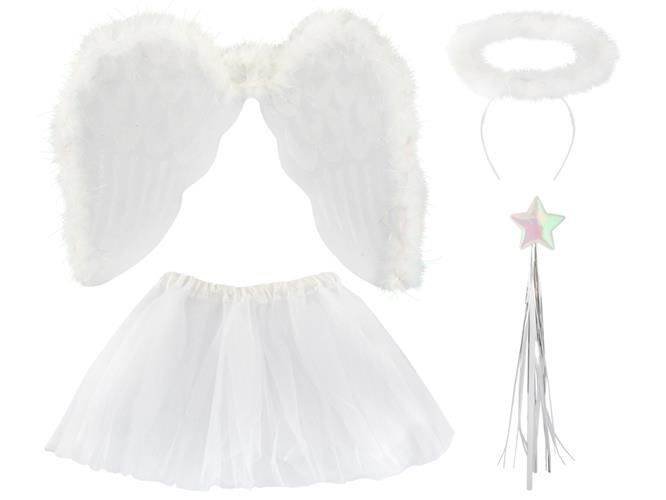 Krídla anjel páperová + svätožiara + palička + sukňa