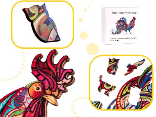 KIK KX5371 Dřevěné puzzle kohout A3 83 prvků
