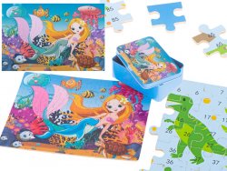 KIK KX5364 Puzzle v plechovej krabičke morská panna 100 ks