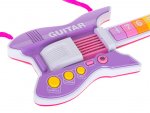 KIK Detská rocková elektrická gitara na batérie + mikrofón fialová