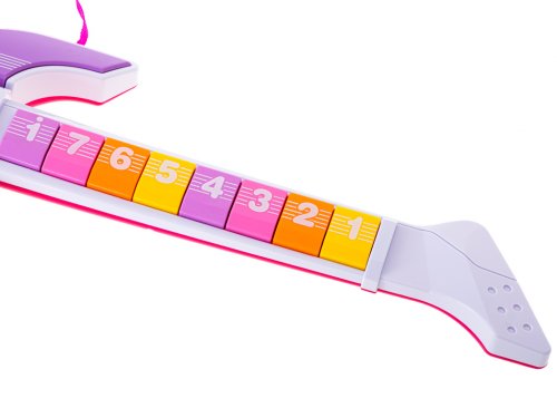 KIK Detská rocková elektrická gitara na batérie + mikrofón fialová