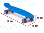 KIK Pennyboard se svítícími LED koly 56 x 15 cm modrý