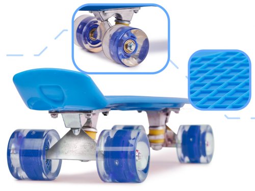 KIK Pennyboard se svítícími LED koly 56 x 15 cm modrý