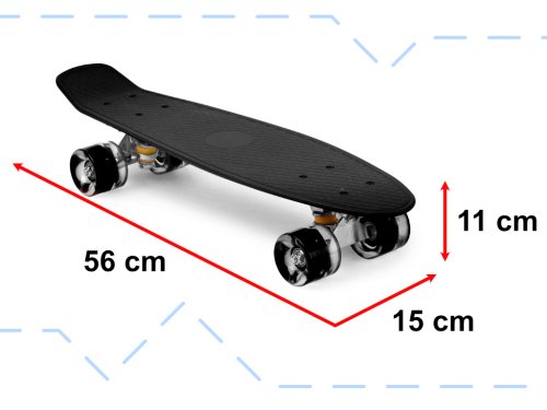 KIK Pennyboard se svítícími LED koly 56 x 15 cm černý