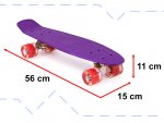 KIK Pennyboard se svítícími LED koly 56 x 15 cm fialový