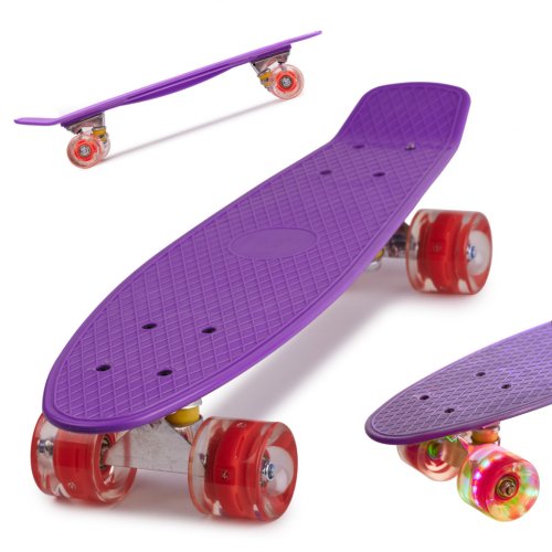 KIK Pennyboard se svítícími LED koly 56 x 15 cm fialový