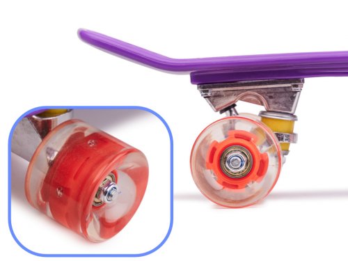 KIK Pennyboard se svítícími LED koly 56 x 15 cm fialový