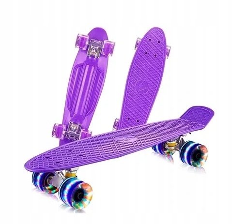 KIK Pennyboard se svítícími LED koly 56 x 15 cm fialový