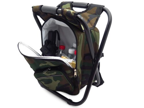 Verk 01673 Kempingová skladacia stolička s batohom, termou taškou 3 v 1 maskáč