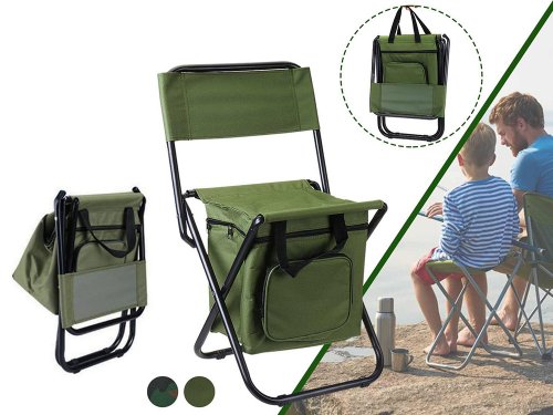 Verk 01681 Kempingová skladacia stolička s termo brašňou zelená