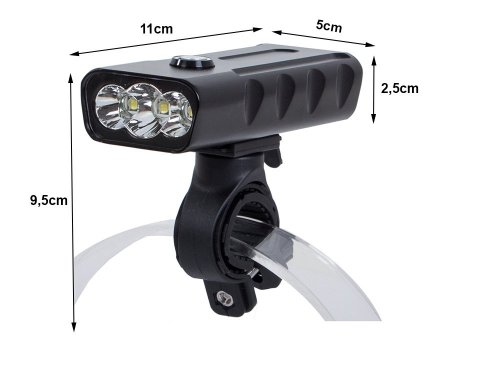 Verk 14264 Přední světlo na kolo LED CREE XM-L T6 x 3