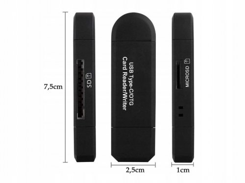 Verk 06258 Čtečka karet OTG 5 v 1, TF/SD, USB, Micro USB, USB-C