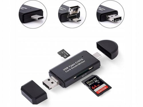 Verk 06258 Čtečka karet OTG 5 v 1, TF/SD, USB, Micro USB, USB-C