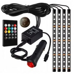 Pronett XJ4397 LED pásek RGB 4X12 LED sada pro interiéry automobilů