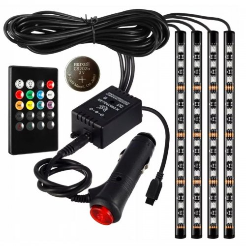 Pronett XJ4397 LED pásek RGB 4X12 LED sada pro interiéry automobilů