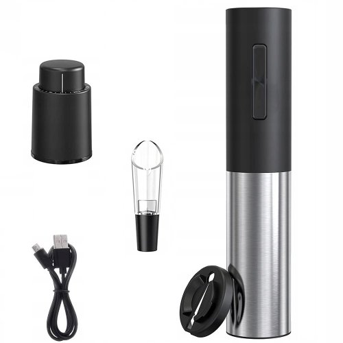 Verk 07102 Sada na víno 4v1 AKU, USB černostříbrná