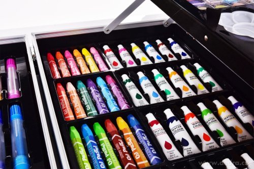 KIK KX5353 Velká sada v kufříku pro malé malíře 145 ks růžová