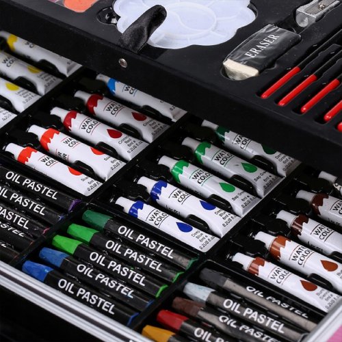 KIK KX5353 Velká sada v kufříku pro malé malíře 145 ks růžová