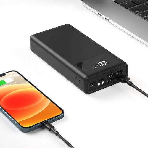 KIK KX5332 PowerBank 4x USB 30000 mAh s LCD displejem černá