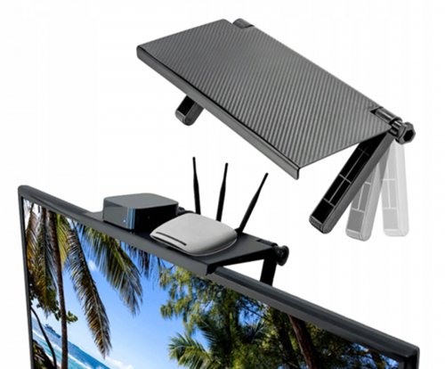 Verk 01760 Závesná polička na TV, monitor 30 x 16 cm čierna