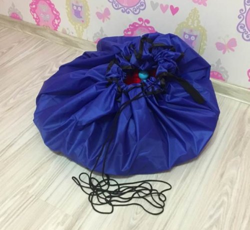 Kruzzel Hrací deka, vak na hračky 2v1 150 cm modrá