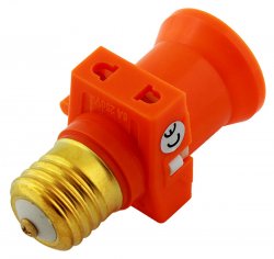APT Žárovkový adaptér 2x zásuvka, pro žárovku s paticí E27 - oranžová