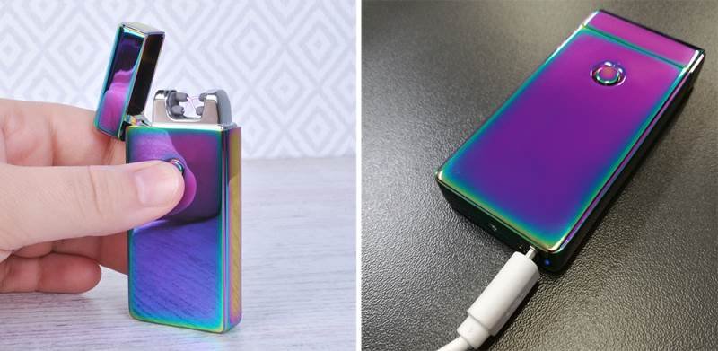 ISO 5058 Elektrický zapalovač Plazma USB - fialový