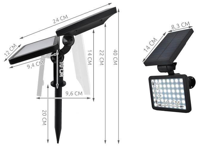 ISO LS5356 Záhradné solárne 48 LED reflektor